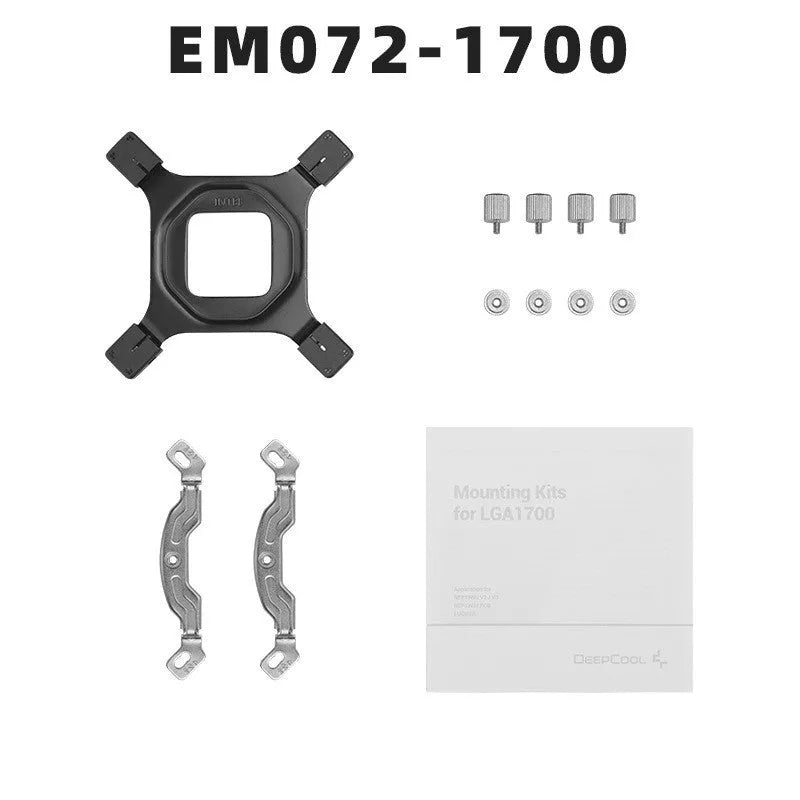 Element brand CPU water cooling radiator mounting bracket and alcohol cleaning bag for LGA 1700 socket.