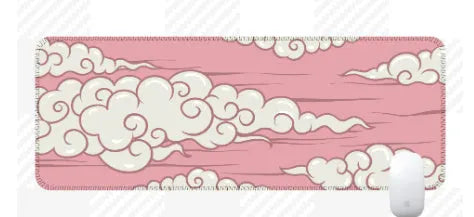 Large cloud pattern mouse pad on desk with natural rubber non-slip base