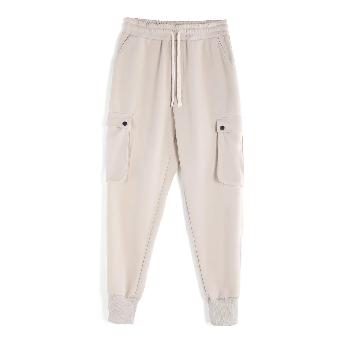Men's loose cotton sports trousers with ankle ties and multiple pockets in various colours