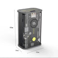 Transparent yellow industrial power bank showing internal battery cells with 10000mAh capacity