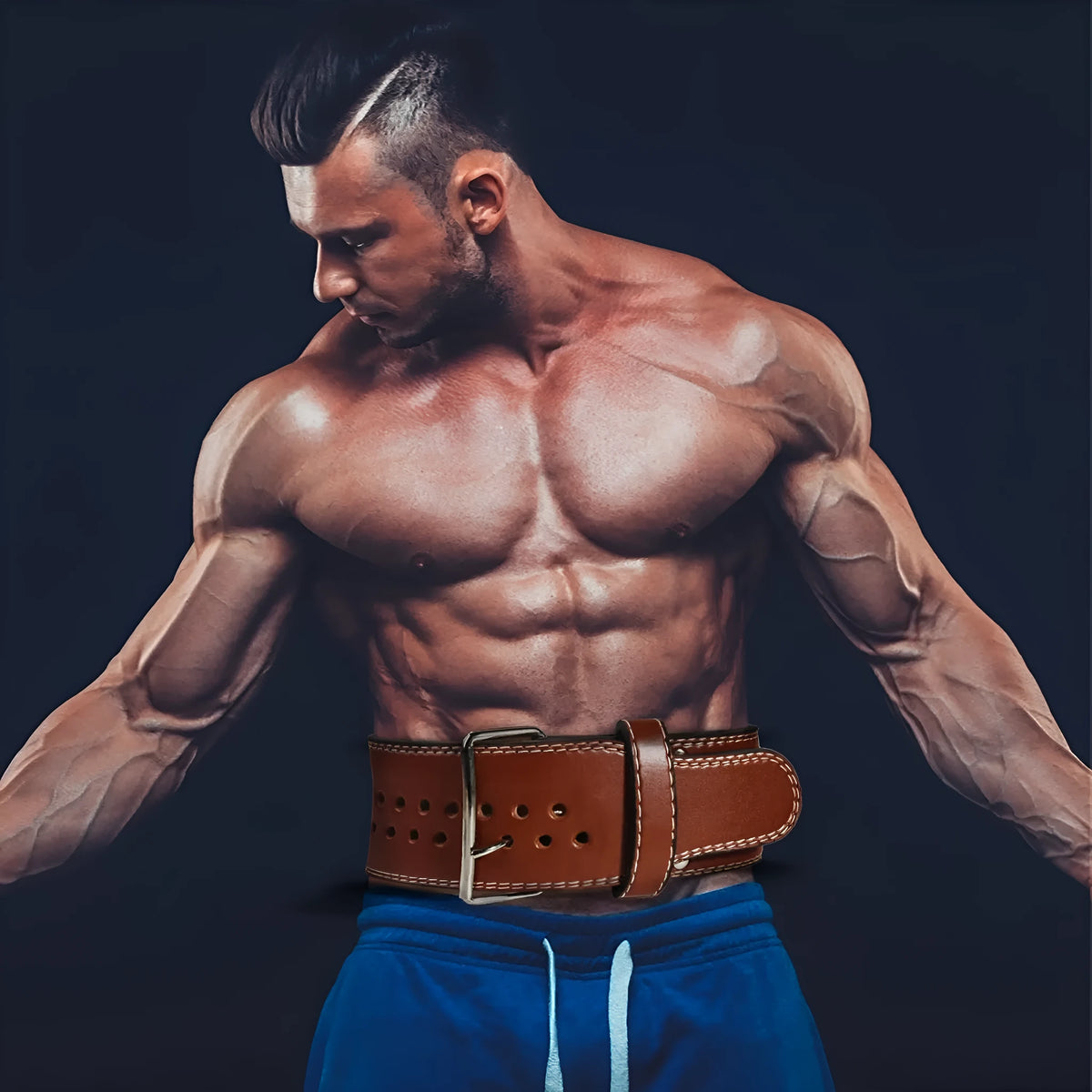 PU weightlifting belt in black or brown for squats and deadlifts, adult gym waist support, sizes S M L