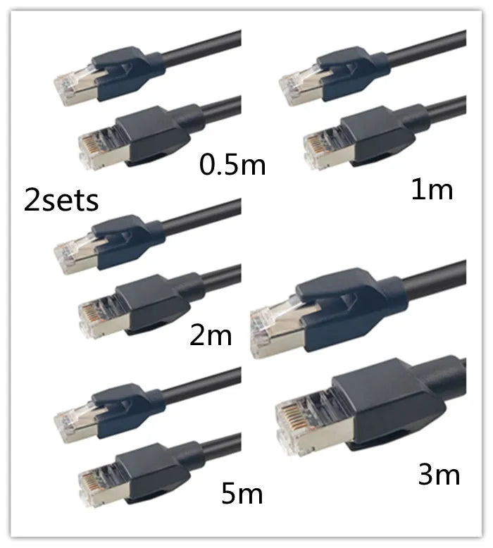 Cat6 gigabit double-shielded Ethernet network cable in black or green, available in lengths from 0.2m to 100m