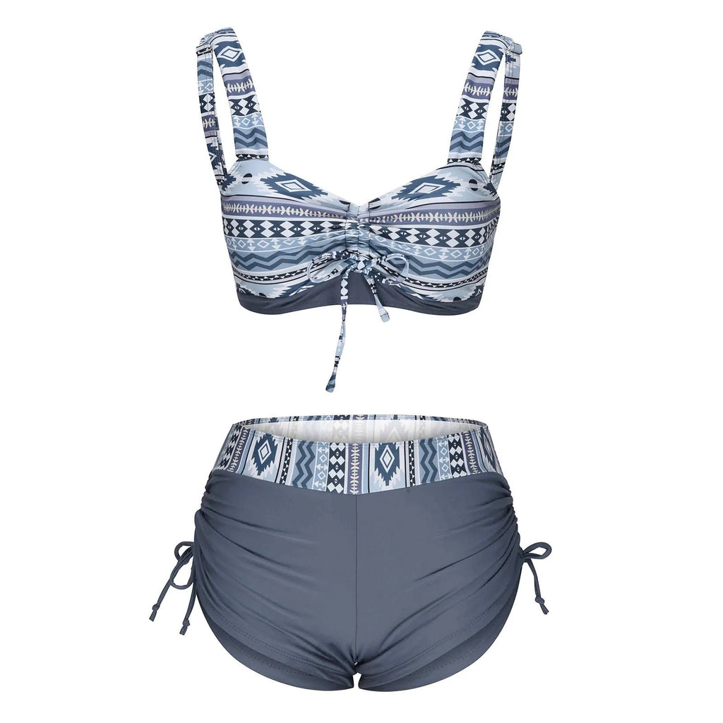 Women's bikini split swimsuit without chest pad in picture colour