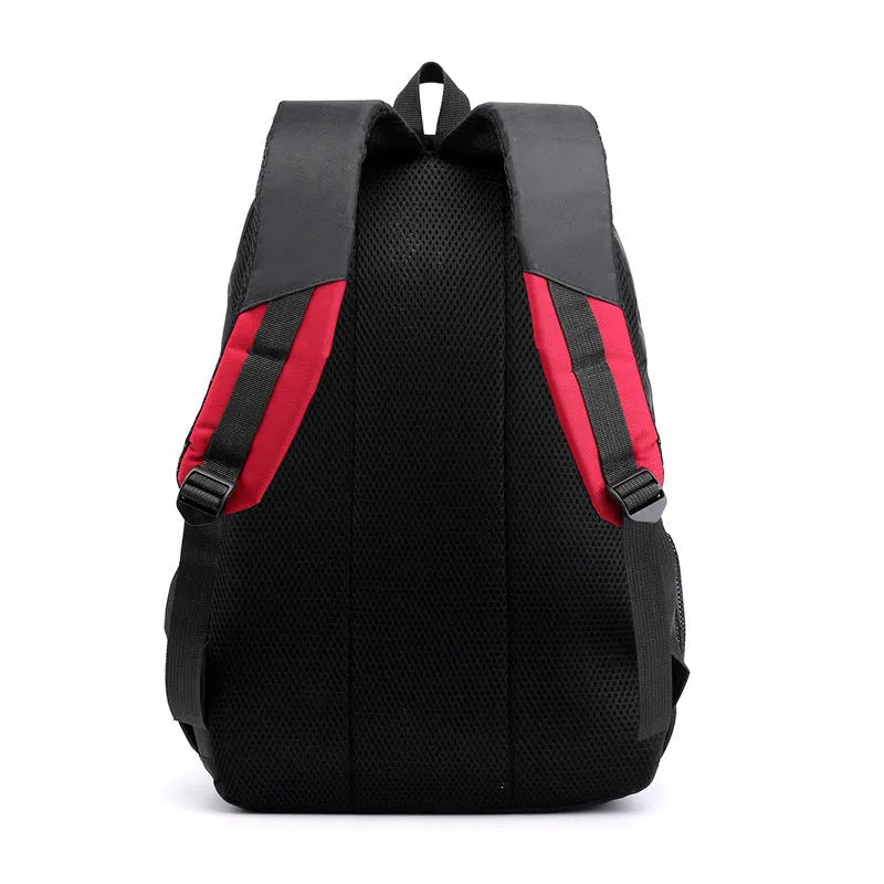 Waterproof nylon middle school student schoolbag in black, red, blue, or grey with airpillow straps