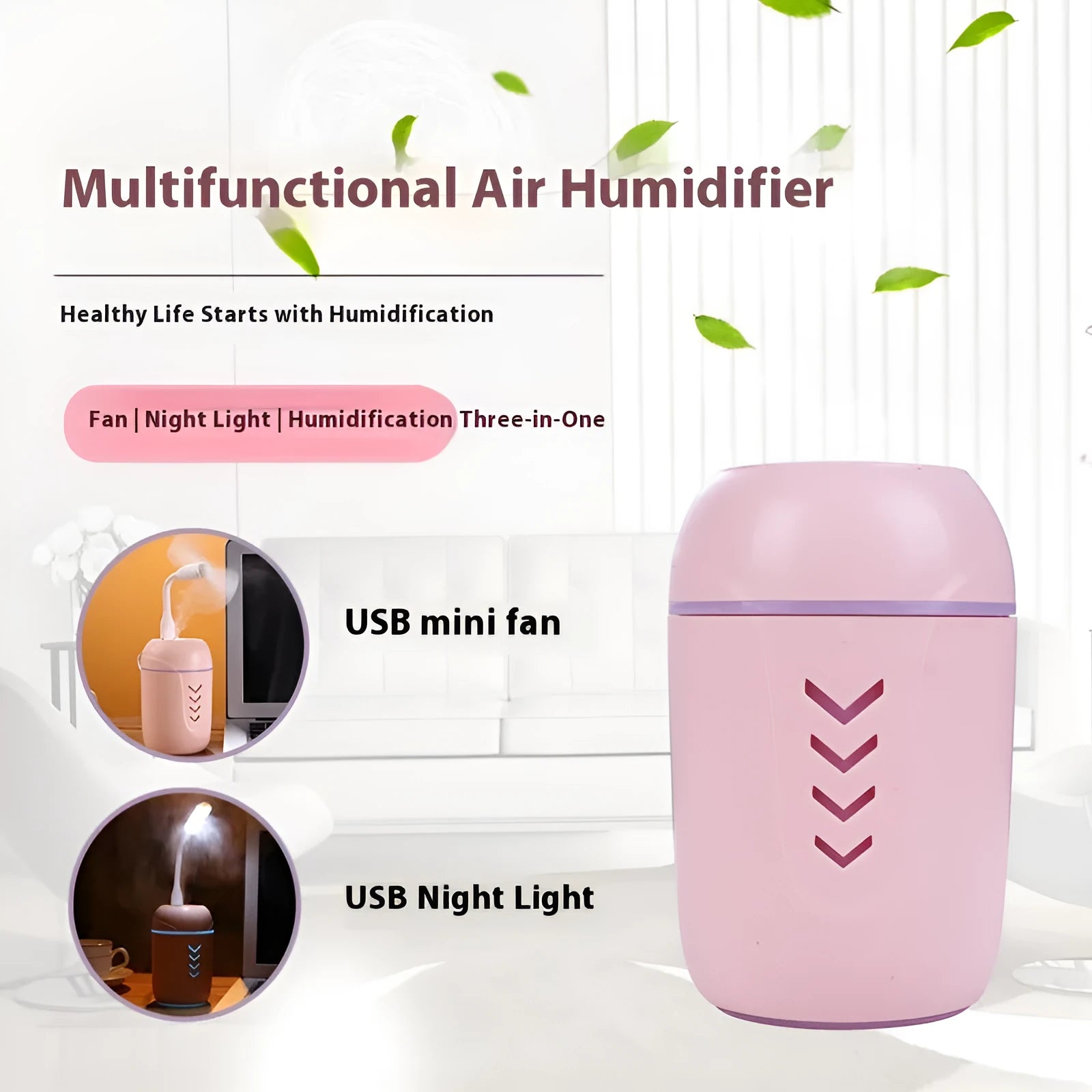Round portable air purifier in blue colour with USB cable for car, home and office use