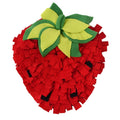 Red and green strawberry-shaped pet sniffing mat for slow feeding dogs and cats