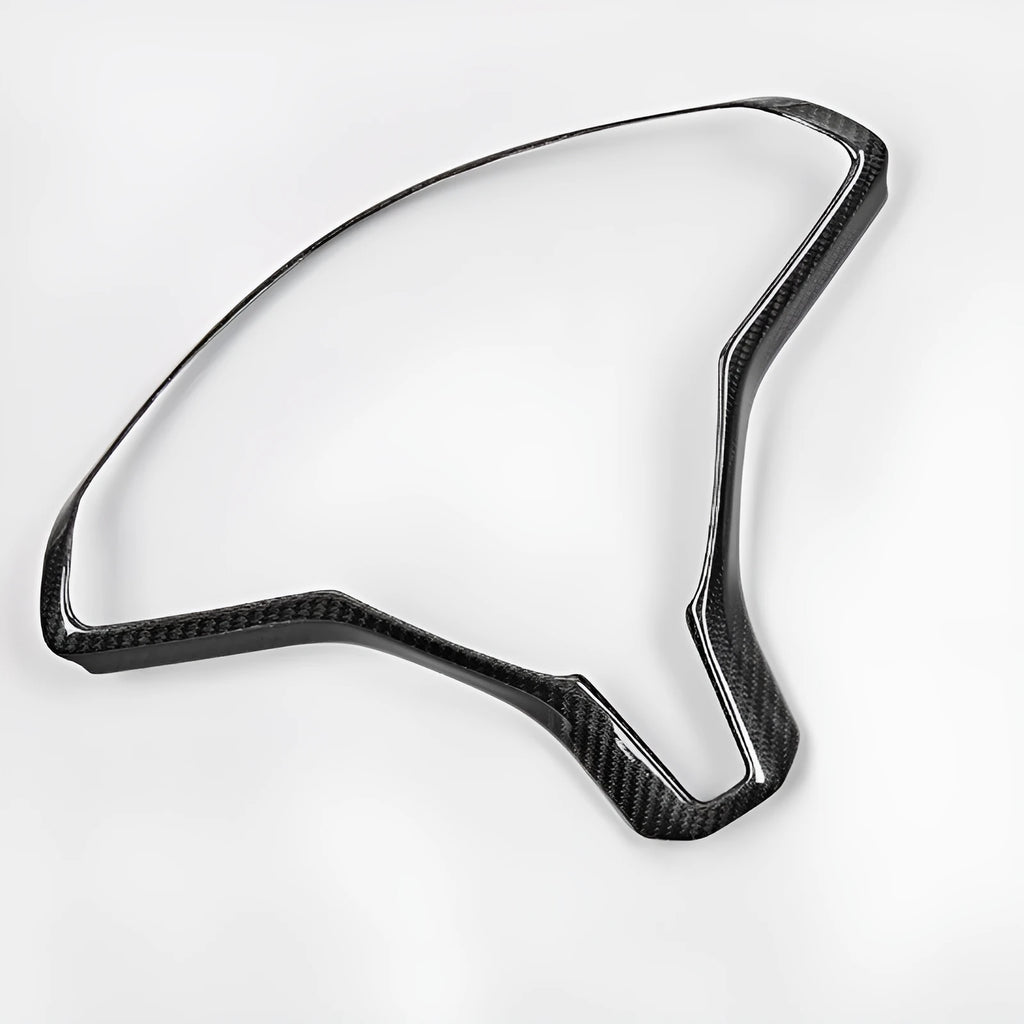 Black carbon fibre colour steering wheel decorative trim frame for Tesla Model S