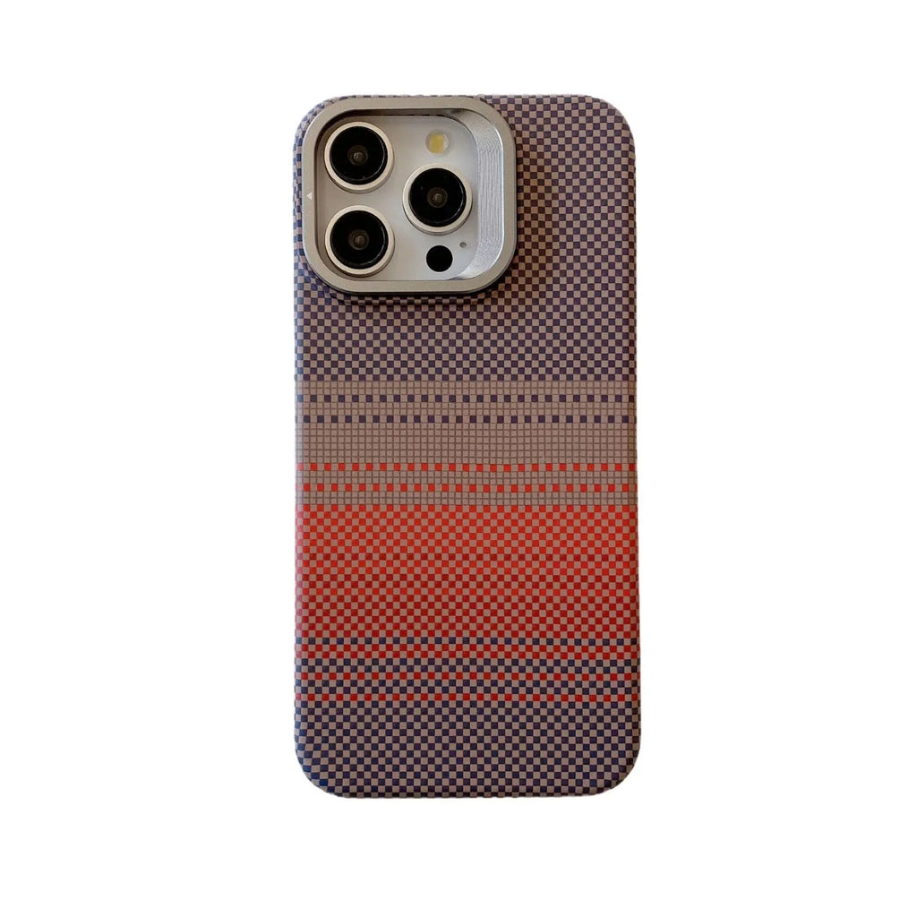 Magnetic phone case with metal lens holder and bracket for iPhone 14 Pro in Sunset Orange colour