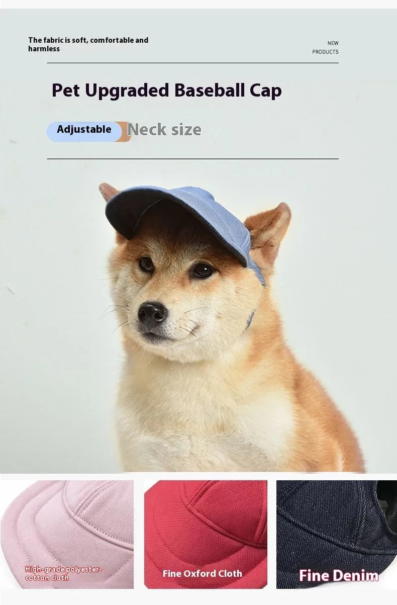 Sun-proof dog and cat baseball cap in pink, red, blue, denim blue or cowboy black, sizes S to L