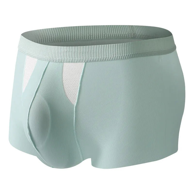 Ice silk men's underwear shorts with double-layer dry wet separation in breathable nylon fabric