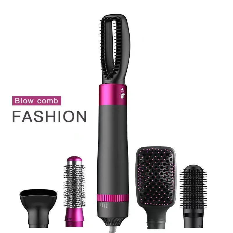 Dyson grey 5-in-1 hair dryer brush with multiple brush attachments for styling