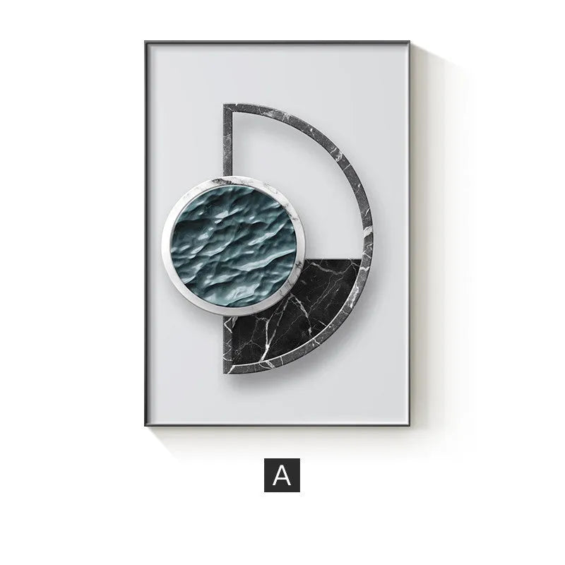 Abstract geometric pattern printed on a canvas wall art poster, available in multiple sizes and design styles.