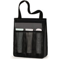 Black swimming gym bag with dry wet separation compartments and mesh net pocket