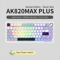 Three-mode hot-swappable mechanical keyboard in black, grey, and yellow with dust cover and tools