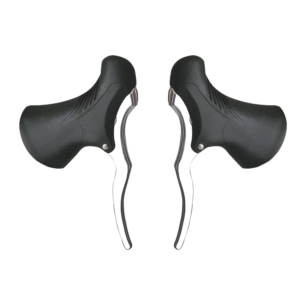 Aluminium alloy road bicycle brake handles for 22.2mm and 23.8mm handlebars in black or black and silver