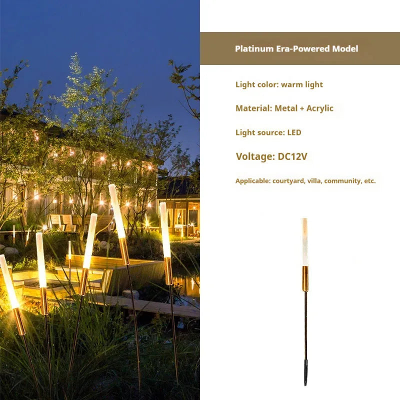 Solar outdoor LED lawn lamp in acrylic hardware, 650mm to 1400mm garden path light with wheat lamp option