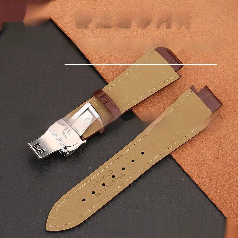 Calfskin watch strap 24x14mm genuine leather in black, brown or dark brown, no buckle included
