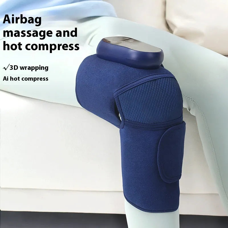 Airbag Blue Single knee massager with heating, vibration, and air pressure compression functions