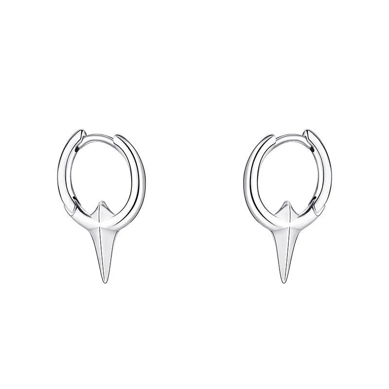 Geometric star-shaped copper ear clip with white gold electroplated finish