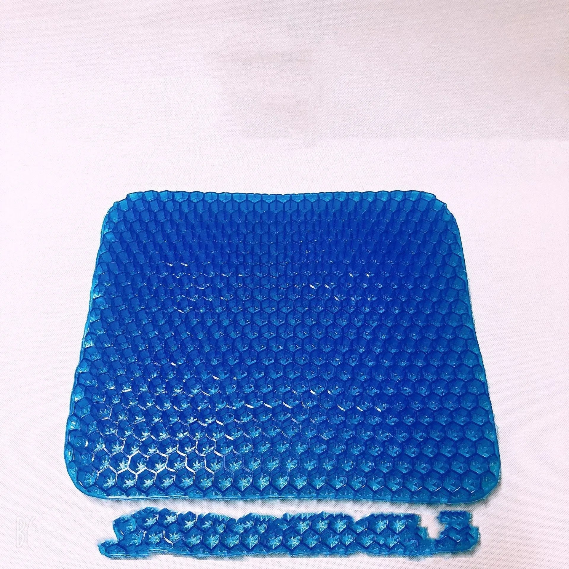Square gel seat cushion with honeycomb pattern and removable anti-slip cover for pressure relief