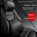 PU leather car neck pillow and waist support with space memory cotton filling, shown in black, coffee, beige or wine red