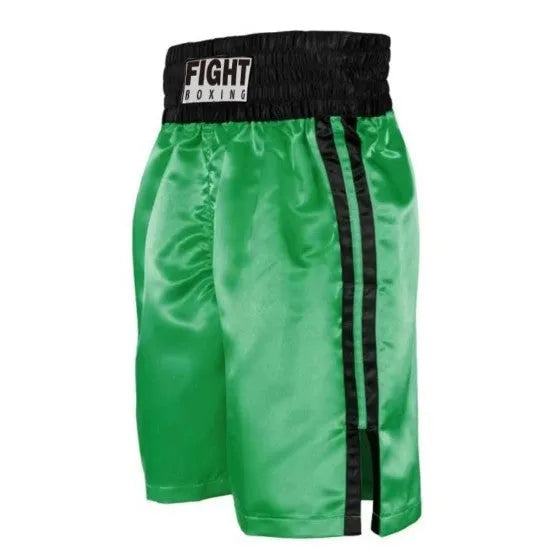 A pair of black and gold waist boxing shorts with an elasticated waistband and drawstring.