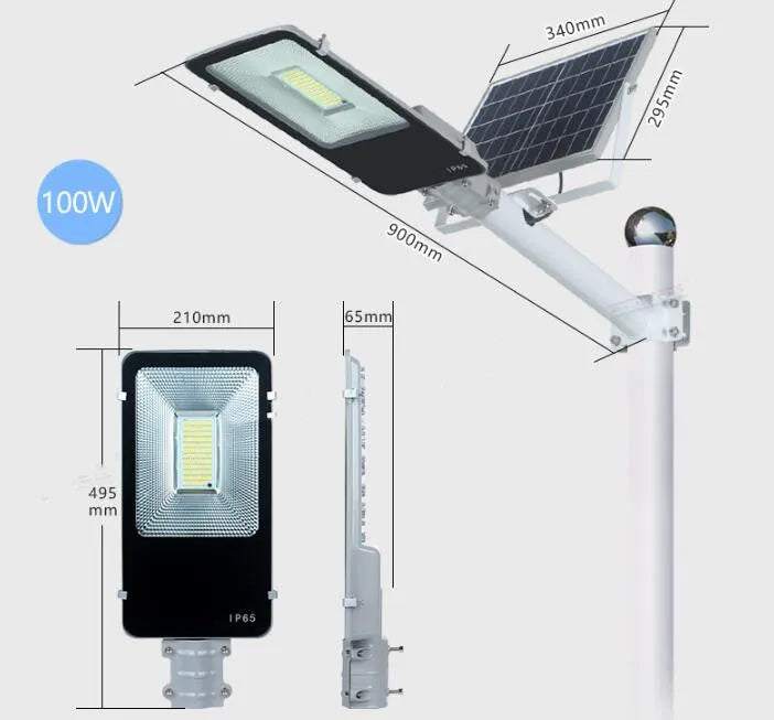 LED solar street lamp outdoor IP65 with 100W 200W 300W options and 12V induction switch
