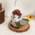 Orange and green harvest owl cloth pendant ornament for Thanksgiving window or desktop decor