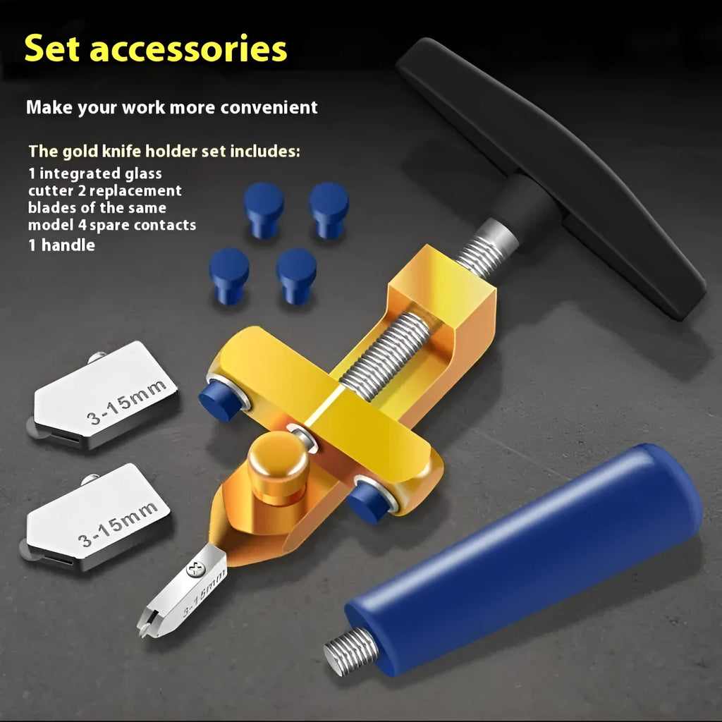 2-in-1 gold knife luxury set ceramic tile opener and glass cutter with hard alloy wheel for cutting depth 3-15 mm