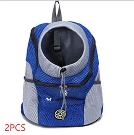Pet backpack dog carrier for small dogs, available in black, blue, green, orange, and rose red, sizes S L XL.