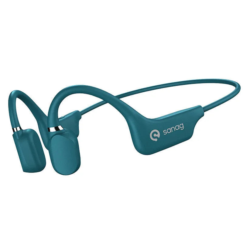 Bone conduction Bluetooth sports headset in hanging neck wireless design on a person running