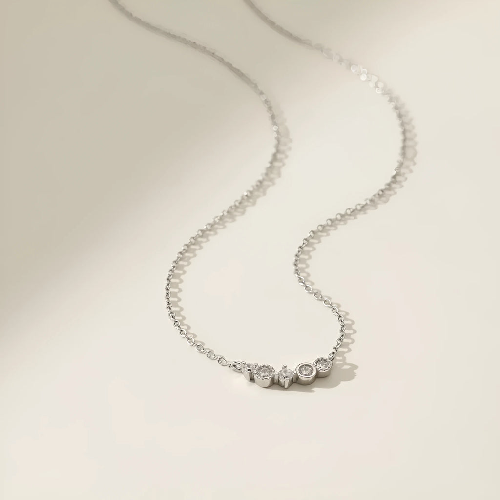 Geometric zircon 925 silver necklace for women in platinum or gold electroplated finish