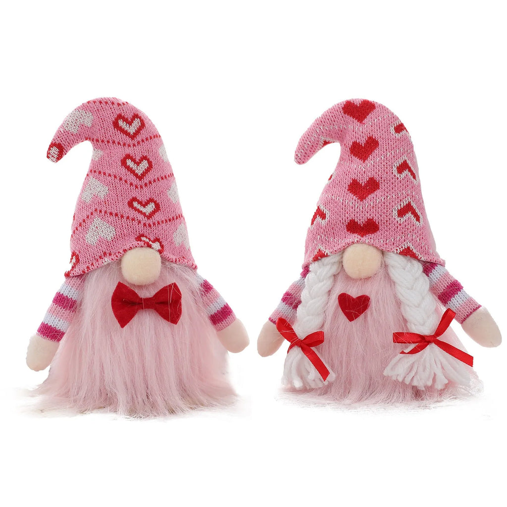 Knitted faceless cloth doll heart decoration with Nordic style for Valentine's Day