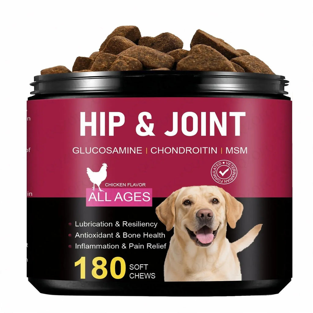 Bottle of 180 pet joint chewing tablets for dogs, general-stage chewable supplement