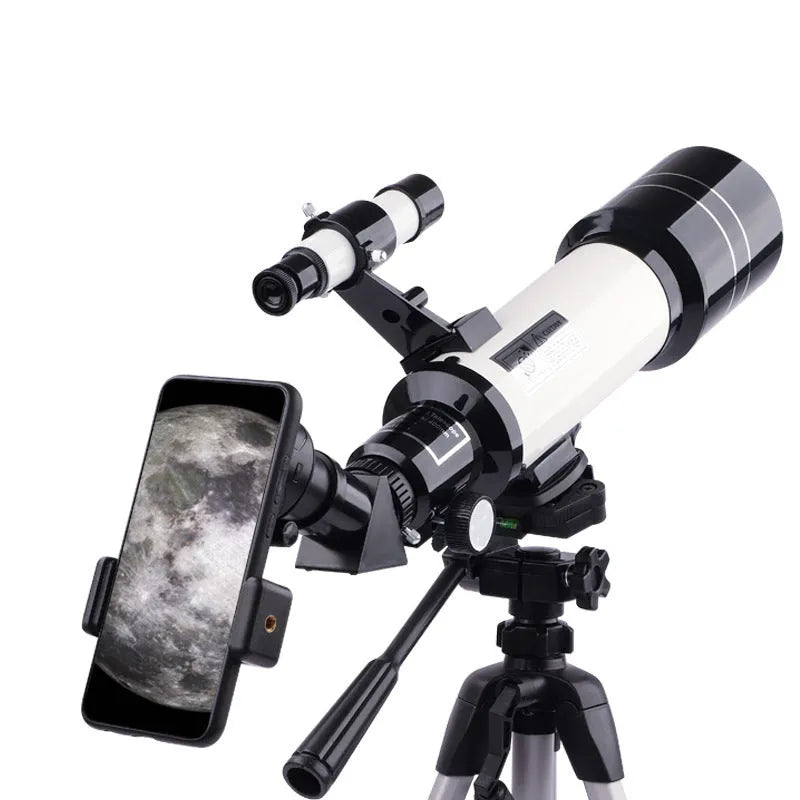 Dark blue children's astronomical telescope on tripod with 16X-66X magnification for moon observation