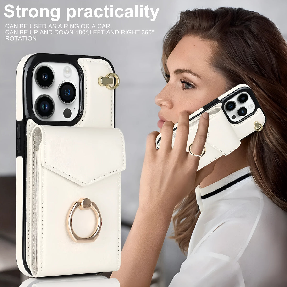 PU leather phone case with card slot and kickstand for iPhone, colour Black, handmade card-type design