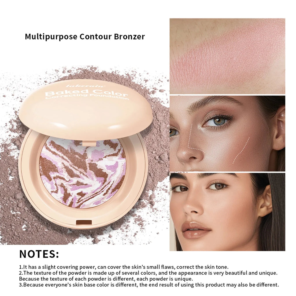 Natural face powder palette with blush highlight bronzer 10g multi-colour pans