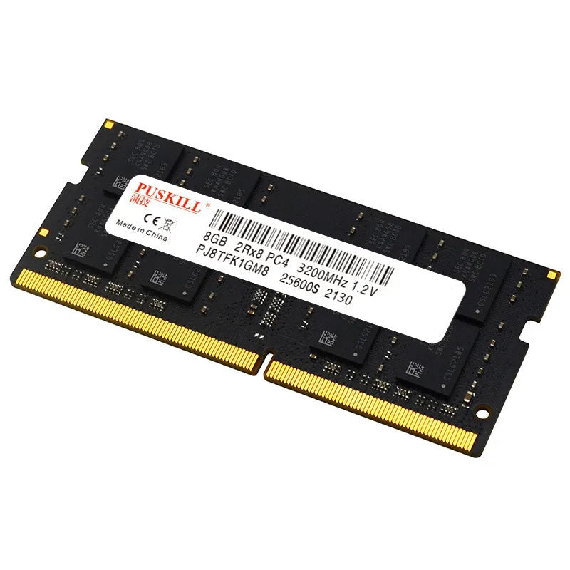 A single DDR4 SO-DIMM memory module for laptops, showing the 260-pin gold connector.