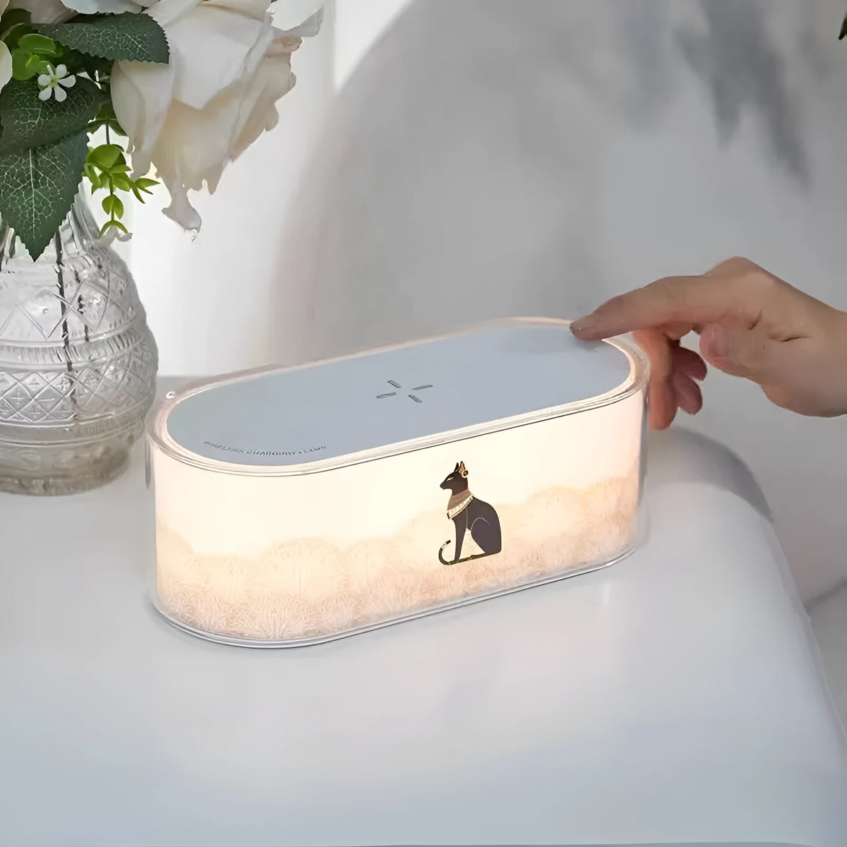 Wireless charging bedside night lamp with touch switch, 220V, modern simplicity style, single night lamp