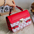 Retro small square pattern crossbody bag in structured PU leather with internal file bag organisation