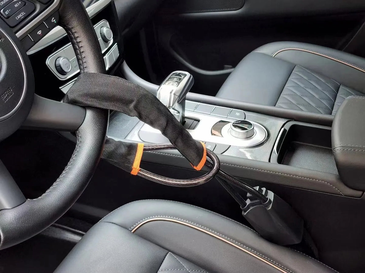 Red iron steering wheel anti-theft lock for General Motors cars with copper lock core