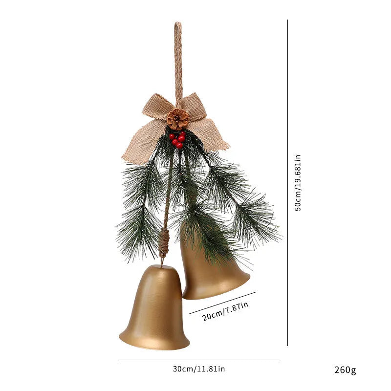 Velvet bow bell small pendant layout prop in red or gold, 50 x 30 x 20cm, metal plastic fabric