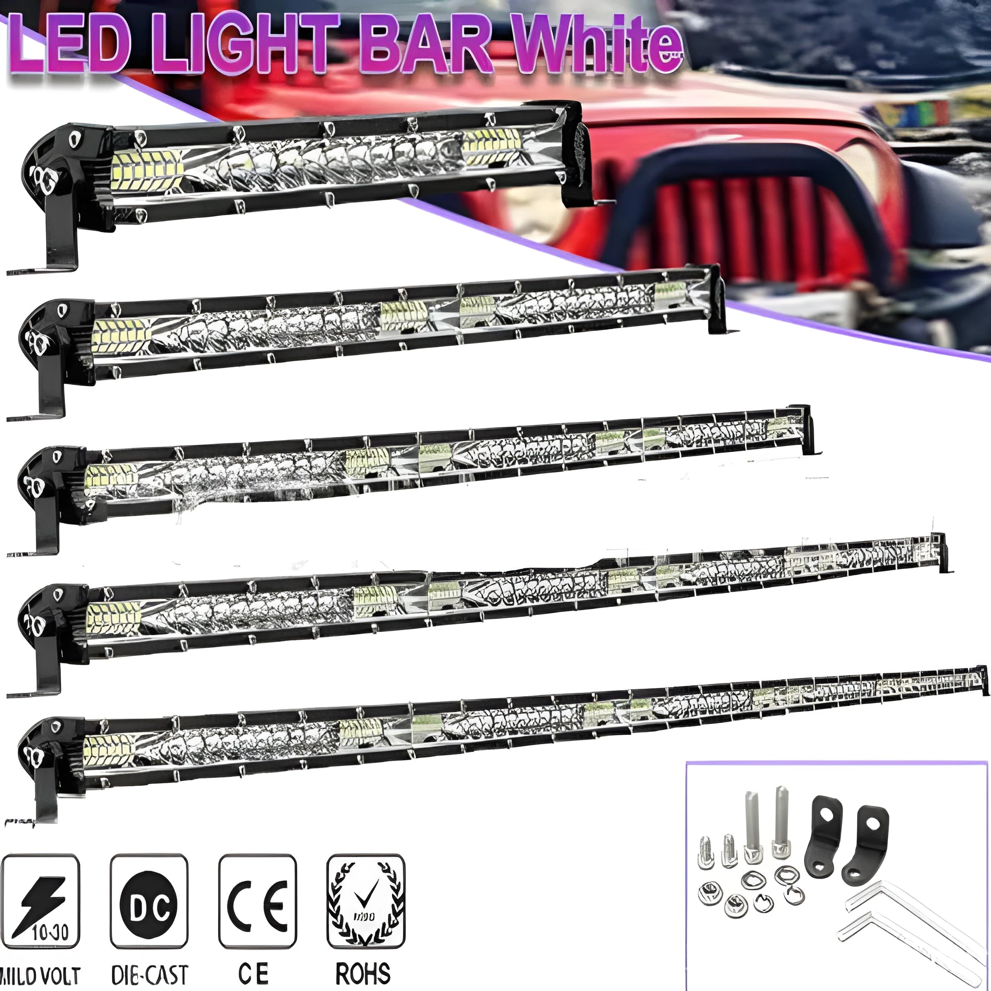 Ultra-thin aluminium alloy LED light strip for Model TY vehicle roof or bumper mounting