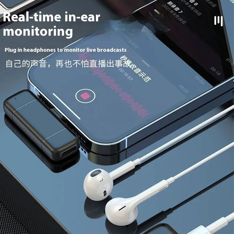 Wireless collar clip microphone with charging bin, Apple or Android option, built-in battery, jiakas brand