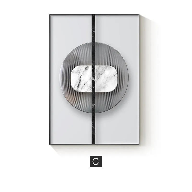 Abstract geometric pattern printed on a canvas wall art poster, available in multiple sizes and design styles.