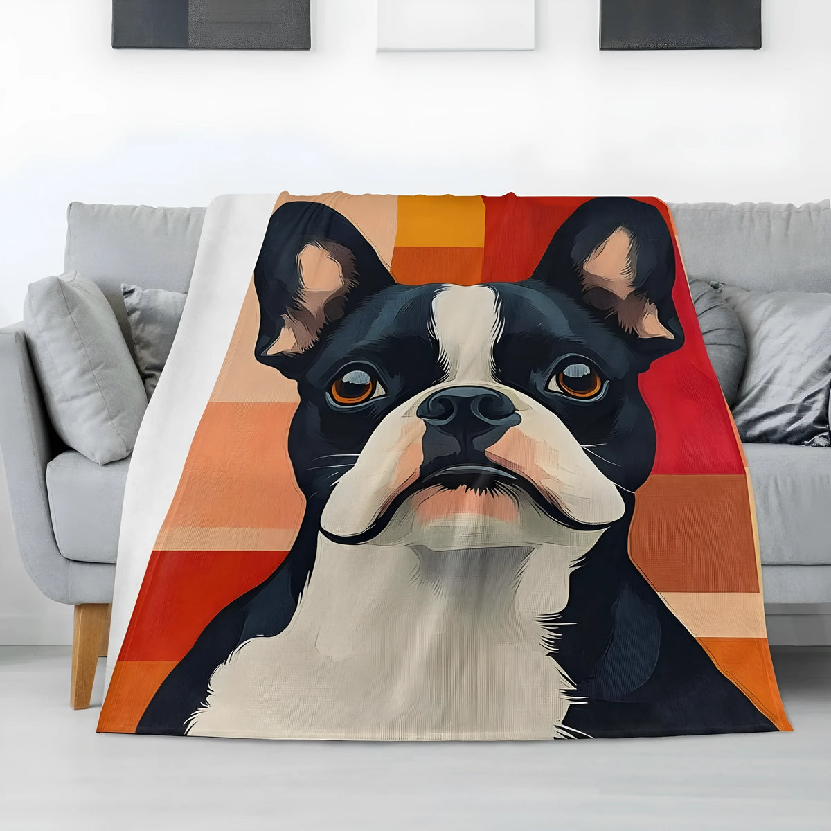 Pet dog lover photo cover blanket soft polyester velvet throw 100x130cm cartoon style colour