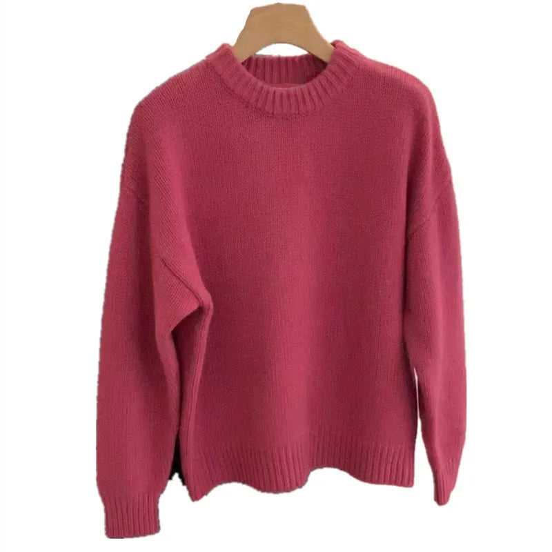 Candy colour pullover sweater in loose fit acrylic spandex, free size, shown in eight colour options