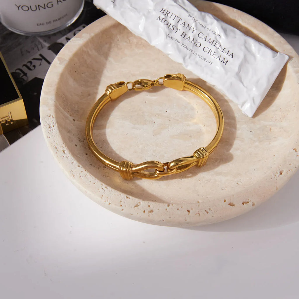 Stainless steel bracelet with buckle clasp, electroplated finish, connection link band, European American style