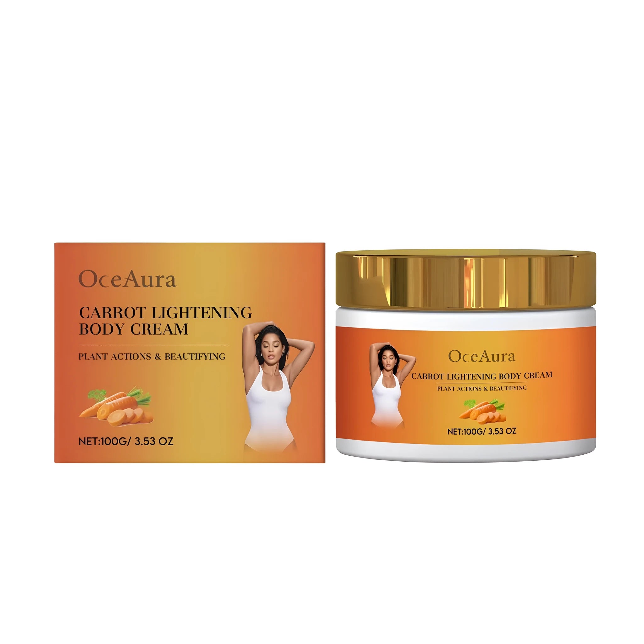 100g container of Carrot Lightening Body Cream with carrot seed oil and Moroccan nut oil