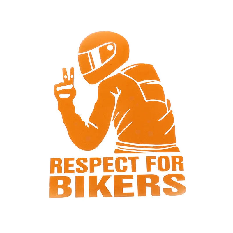 Respect For Bikers Hello Brother PET body sticker, 15 x 11cm, in reflective silver or black colour options.